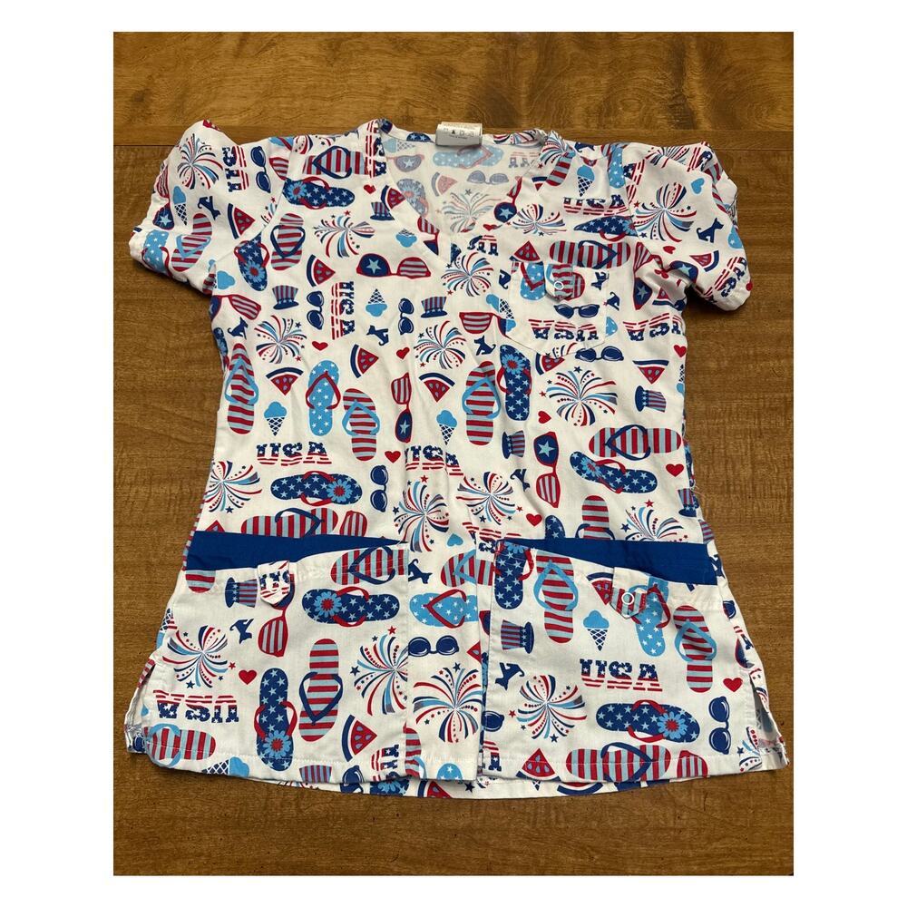 Forth of July Scrub Top S